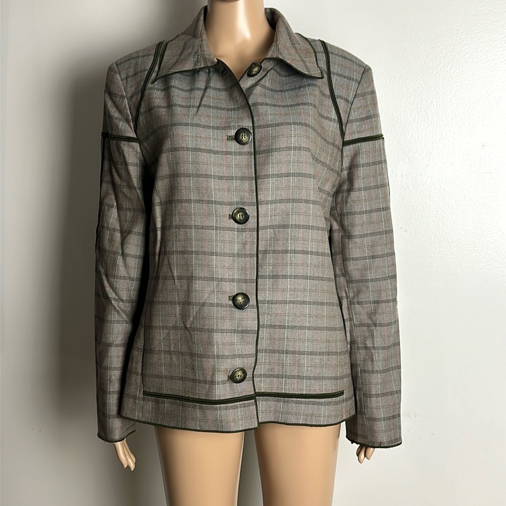 Harve Bernard Wool Grey, Green, Orange Box Jacket size 16